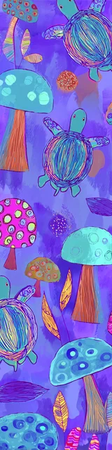 Free turtle bookmark featuring pastel purple and mushrooms turtles